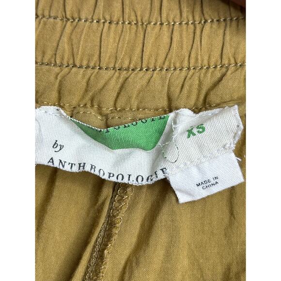 Anthropologie Cropped Pants Green Black Eyelet Fabric Elastic Waist Bohemian XS - Picture 3 of 10